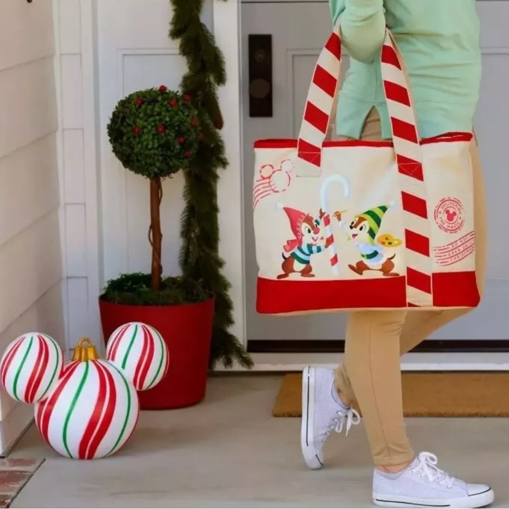Chip and Dale  Red and Cream Tote Holiday edition